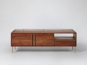 Aurra Mid-Century Solid Wood & Brass TV Unit